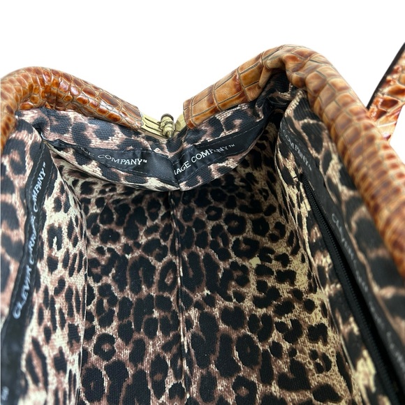 Vintage Clever Carriage Co. Leather & Lace Leopard Print Satchel Handbag Purse - Picture 8 of 8
